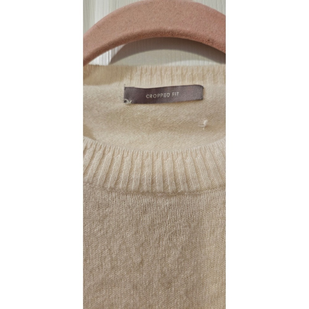 J Crew 100% Cashmere Cropped Fit Sweater Womens Small Oatmeal Beige - Picture 3 of 8